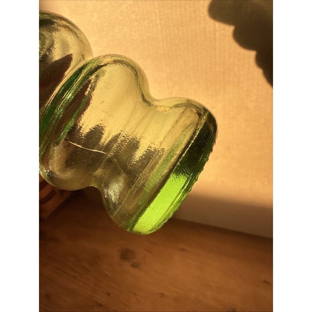 Green Beehive Ribbed Glass Bottle Vase 12” Tall – Mid Century Decorative Retro - Picture 8 of 9